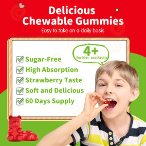 Magnesium Gummies for Kids - Magnesium Glycinate Gummies Supplement with L-Theanine, Vitamin B6, D3 for Kids & Adults Sleep, Calm, Relaxation, Brain, Bones, Sugar Free Strawberry 60ct ReviNutraBuy Supplements Australia