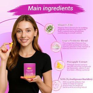 Le Tian Xian Her Juicy Feminine Probiotics Gummies for Women with Slippery Elm, Prebiotics & Lactobacillus - for pH Balance & Digestive Health, Tropical Pineapple Flavor, 60 Count Le Tian Xian buy supplements Au