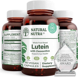 Natural Nutra Lutein & Zeaxanthin Supplement 20mg, 60 Capsules - Maintains Vision, Protects Cells in Eyes, Enhances Level of Zeaxanthin & Isomers, Supports Eye Health, Gluten-Free, Soy-Free