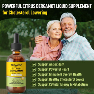 HOLLEGEND Citrus Bergamot Liquid Drops, Organic Citrus Bergamot 1000mg Supplement, Plus Soursop, CoQ10, Vitamin D3, K2