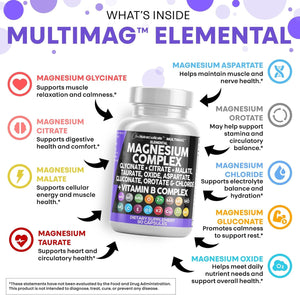 Clean Nutraceuticals Magnesium Complex with Magnesium Glycinate Citrate Malate Oxide Taurate Aspartate Orotate & Mag Chloride, Zinc Copper Manganese (90 Count (Pack of 2)) Clean Nutraceuticals buy supplements Au