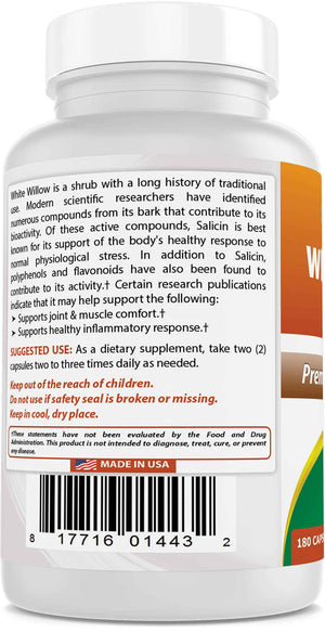 Best Naturals White Willow Bark 400 mg 180 Capsules (180 Count (Pack of 3))