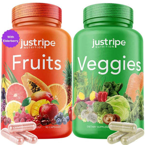 Fruits and Veggies Supplement - 90 Fruit and 90 Vegetable Capsules - 100% Whole Natural Superfood - Filled with Super Greens Vitamins and Minerals - Supports Balance Energy Levels (1 Pack)