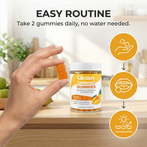DXWXH Gleaux Tanning Gummies, Tanning Gummies for Women, Sunless Radiance Support with Beta Carotene, Astaxanthin & Lycopene, for Skin Health & Complexion Support, Mango Pineapple Flavor, 60 Gummies DXWXH buy supplements Au