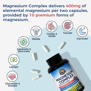 Vitalitown 10 in 1 Magnesium Complex Supplement - 400mg Elemental Magnesium Chelated with Glycinate, Citrate, Malate, Taurate & More - for Sleep Heart Energy - Non-GMO, Vegan, 90 Caps Vitalitown buy supplements Au