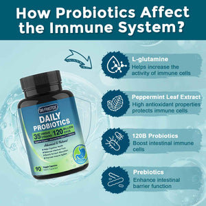 Probiotics for Women-Men Digestive Health with 120 Billion CFUs, Prebiotics and Probiotics for Women-Men, Digestive Enzymes, Nutrient Absorption, Immune Support