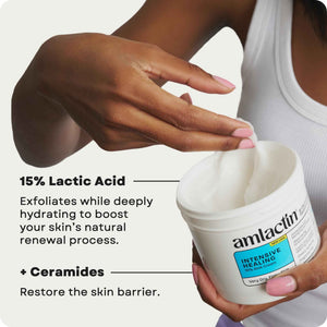 AmLactin Intensive Healing - Therapeutic Body Cream for Extremely Dry Skin - No-Scrub Exfoliator and Body Moisturizer Cream