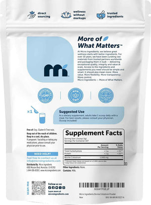 Micro Ingredients Bovine Colostrum Powder, 8 oz - Colostrum Supplement for Women & Men - Unflavored & Instant Dissolve - Non-GMO, Gluten-Free