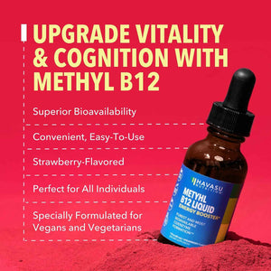 Organic Vitamin B12 Liquid Drops, Strawberry, Enhanced Energy, 1 Fl Oz - USDA Organic Vitamin B12 Liquid Drops, Highly Bioavailable Methylcobalamin for Nervous System Support, 30 Servings, Non-GMO