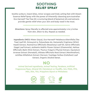 Desert Essence Relief Spray - 4 Fl Oz - Antiseptic Eco-Harvest Tea Tree Oil & Other Essential Oils - Natural First Aid - Minor Burns - Sunburn - Insect Bites - Scrapes - May Comfort Aching Feet