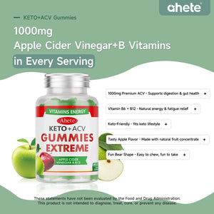 Ahete Keto Apple Cider Vinegar Gummies with Vitamin B6, B12, Folate & Beet Root, Keto ACV Gummies Supports Daily Wellness & Metabolism, Natural Apple Flavor, 60 Gummies (30 Day Supply) AheteBuy Supplements Australia