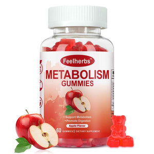 Feelherbs Metabolism Gummies for Women and Men Digestion & Energy, 60 Count Apple Cider Vinegar Gummies with Vitamin B12 & Beet Root, Chewable Keto ACV Vitamin for Metabolism & Detox Cleanse