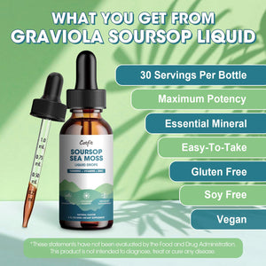 Catfit Soursop Graviola Liquid Drop – Soursop Drops for Cell Support, Antioxidant, Relaxation & Immune Boost with Sea Moss, Turmeric, Black Pepper, B6 C, Zinc, Sugar Free, Gluten Free, Vegan, 2 Fl Oz CatfitBuy Supplements Australia