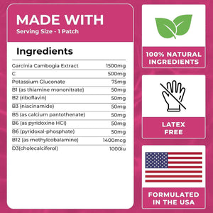 Garcinia Cambogia Patches (Pack of 60) - 100% Natural Patch for Women & Men - With B12 & Potassium, Energy, Focus & Body Support, Enhanced Formula