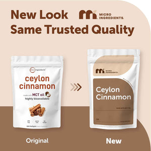 Micro Ingredients Ceylon Cinnamon, 300 Softgels - Cinnamon Supplements with MCT Oil - Non-GMO, Gluten Free - True Ceylon Cinnamon Supplements for Men & Women. Energy & Antioxidant Support*. Non-GMO, Gluten Free