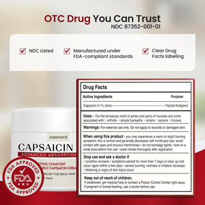 Easment Capsaicin Pain Relief Cream – Topical Arthritis & Muscle Pain Relief for Joint, Nerve & Back Pain – Medicated Pain Cream with Capsaicin 0.1% – Arnica, Aloe & Chamomile, 4.23 Fl Oz EasmentBuy Supplements Australia