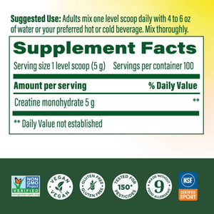 MegaFood Micronized Creatine Monohydrate Powder - Unflavored Post & Pre Workout Powder for Men & Women - Cognitive & Exercise Performance Support