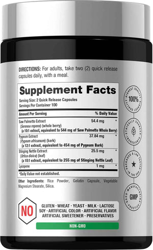 Horbaach Prostate Supplement for Men - 200 Capsules - Advanced Complex with Saw Palmetto, Pygeum, Stinging Nettle - Non-GMO and Gluten Free