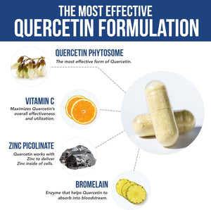 Quercetin Complete Quercetin Phytosome with 50X Higher Absorption - Most Effective Form of Quercetin - Enhanced with Bromelain, Zinc & Vitamin C (60 Capsules)