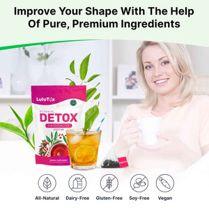 Lulutox Herbal Tea Bundle - Chamomile Lavender Herbal Tea (28 Tea Bags) & Peach Herbal Tea (84 Servings) - Caffeine-Free Herbal Tea Variety Pack