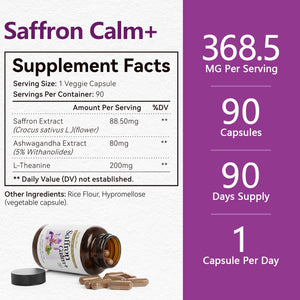 HyberVive Saffron Supplements with Ashwagandha & L-Theanine - 368.5MG - Mood Balance, Stress Relief & Mental Clarity โ Cortisol Support for Women & Men, Made in USA, 90 Vegan Capsules HyberViveBuy Supplements Australia
