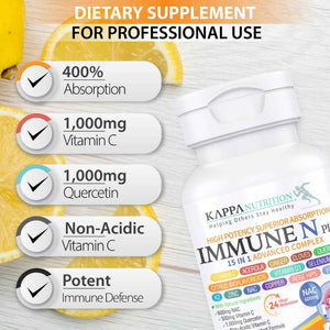 (90 Capsules), NAC 600mg, Quercetin 1,000mg, Vitamin C 500mg, Zinc 50mg, Vitamin D3 5,000iu, Selenium, Copper, Acerola, Ginger, Rutin, Citrus Bioflavonoids, Rose Hips, Echinacea, Immune N Plus 15 in 1