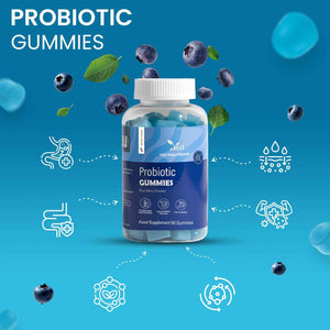 Vegan Probiotic Gummies with Prebiotics, Blueberry Flavour, 2 Gummies Daily (90 Count), 45 Days Supply, Non-GMO, Gluten Free