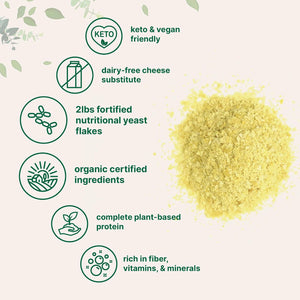 Micro Ingredients Organic Fortified Nutritional Yeast Flakes, 2lb (32oz) - Rich in Vegan Protein, B Vitamins, & Beta-Glucans - Keto Friendly, Dairy Free Cheese Substitute, Non-GMO, Gluten Free