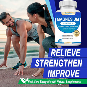 Magnesium Complex Supplement - 1000mg with 7 Magnesium Forms Including Glycinate, Citrate, Malate, Taurate & Orotate - Supports Relaxation, Muscle Function & Bone Strength - 90 Capsules Royalee buy supplements Au