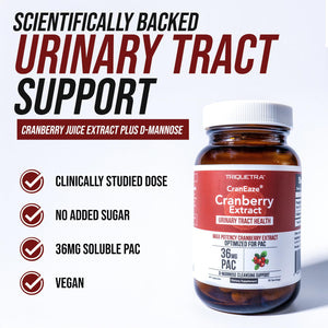 CranEaze: Cranberry Juice Extract Plus D-Mannose - 36 mg PAC, 100% Soluble PAC - Supports Urinary Tract Health - Most Effective Cranberry Pills for Women, UTI Cranberry Supplement - 60 Capsules