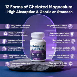 Migcopat Magnesium Complex w/Magnesium Glycinate, Malate, Citrate | 24-in-1 Magnesium Supplement w/Ashwagandha, L-Theanine & NAD+ | Supports Calm, Energy, Muscle & Sleep | Non-GMO, 120 Vegan Caps Migcopat buy supplements Au