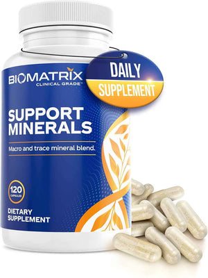 BioMatrix Chelated Mineral Supplement, Iron-Free, Calcium, Magnesium, Zinc - Albion Forms, Vitamin D3, Copper & Iodine, Bone Strength & Immune Aid, Krebs Cycle Energy, Veggie Caps, 30-Day Supply