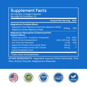 Selerb Magnesium Complex for Women and Men-Glycinate,Malate,Citrate,Oxide Supports Calm, Sleep, Muscle & Energy with D3, B6, Zinc, Slippery Elm & DGL Gentle on Stomach 90 Capsules Selerb buy supplements Au