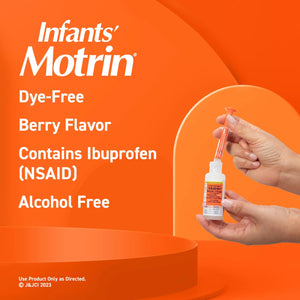 Motrin Infants Infant Ibuprofen Oral Suspension Concentrated Drops, NSAID Fever Reducer & Pain Reliever for Babies, Dye Free, Alcohol-Free, Berry Flavor, Includes Enclosed Syringe, 1 fl. oz Infants' MotrinBuy Supplements Australia