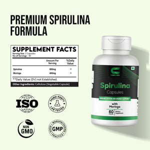 CHARMSVEDA Spirulina Capsules with Moringa – Herbal Immune Support* – 60 Vegan Capsules CHARMSVEDABuy Supplements Australia