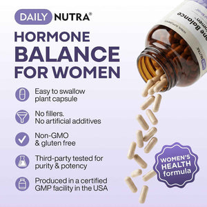 Hormone Balance for Women - Natural Mood Supplement - PMS Relief and Menopause Support - Featuring Clinically Studied KSM-66 Ashwagandha (90 Capsules)