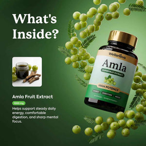 Amla Capsules 1000mg - Amla Superfruit Extract - 60 Capsules - from Indian Gooseberry (Amalaki), Ayurvedic Supplement, Antioxidant, Energy & Digestive Support - 60 Capsules