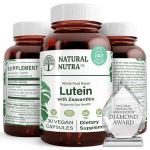 Natural Nutra Lutein & Zeaxanthin Supplement 20mg, 60 Capsules - Maintains Vision, Protects Cells in Eyes, Enhances Level of Zeaxanthin & Isomers, Supports Eye Health, Gluten-Free, Soy-Free