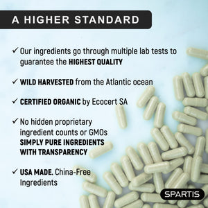 SPARTIS Certified Organic Sea Moss Capsules 2250mg Wildcrafted Irish Sea Moss Burdock Root Bladderwrack Supplement Raw Seamoss Pills & Powder (Pack of 1 at 180-Caps) SPARTISBuy Supplements Australia