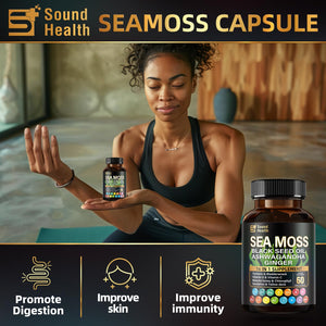 Sea Moss Capsules with Ashwagandha, Turmeric, Bladderwrack, Vitamins C & D for Natural Energy, Sleep Support & Hair Growth, 1200mg Herbal Blend, for Man & Women, Third-Party Tested๏ผ16-in-1 Supplement SoundHealthBuy Supplements Australia