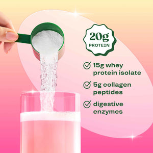 Bloom Nutrition Clear Whey Protein, Strawberry Watermelon, 10 Servings - Whey Protein Isolate with Collagen Peptides & Digestive Enzymes, 20g Protein, Sugar Free Post Workout Drink Mix, 90 Calories