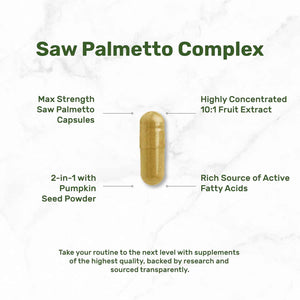 Saw Palmetto Supplement with Pumpkin Seed, 300 Capsules - Promotes Prostate Health - DHT Blocker - Hair Growth Vitamins, Maintain Normal Urinary Frequency