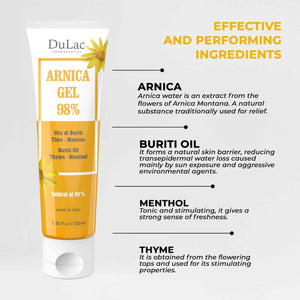 Dulac Arnica Body Massage Gel - Water-Based Cosmetic Massage Gel with Arnica Montana, Fast-Absorbing Lightweight Texture, Non-Greasy Feel, Dermatologically Tested, 3.38 Fl Oz
