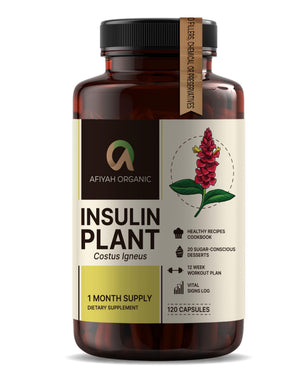 Afiyah Organic - Premium Quality Costus Igneus (Insulin Plant) Capsules - Easy to Swallow 120 Veggie Capsules (1 Month Supply) - Made in the USA - Including Complete Health Support Program Afiyah Organic buy supplements Au