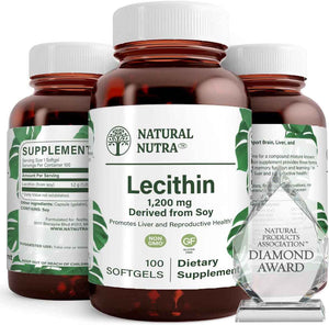 Natural Nutra Soy Lecithin 1200mg Supplement, 100 Soy Lecithin Softgels - Brain & Liver Support, Memory Support, Soy Lecithin Breastfeeding Formula
