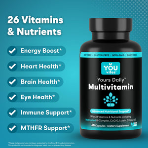 You Vites - Methylated Multivitamin for Men and Women, Methyl Multi Without Iron - 60 Capsules, MTHFR Supplement with Methyl B12, Methylfolate (5-MTHF), CoQ10 for Energy, Heart and Mood Support You Vitesย buy supplements Au