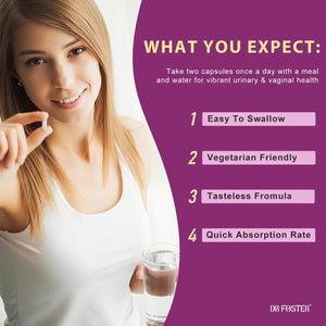 DRFOSTER Urinary Tract Health for Women, Vaginal Probiotics for Women pH Balance with D-Mannose, Cranberry, Probiotics and Prebiotics for Digestive Helath 90 Veggie Capsules DRFOSTERBuy Supplements Australia
