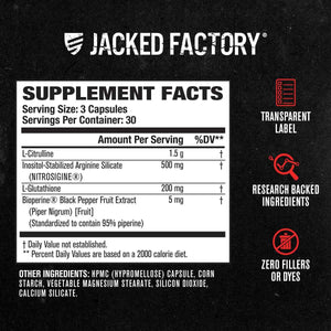 Jacked Factory N.O. XT Nitric Oxide Supplements for Men w/Nitrosigine L Arginine L Citrulline Supplement for Muscle Pumps & Vascularity - Pre Workout Nitric Oxide Booster & Muscle Builder - 90 Caps