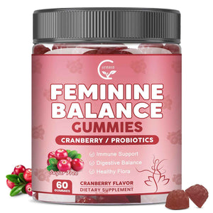 GORNVB Premium Feminine Balance Gummies for Women, Support pH Balance & Vaginal Probiotics Health Gummies with Cranberry Pineapple Powder, D-Mannose, Sugar Free, Gluten Free, Vegan