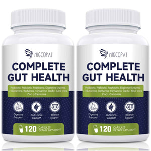 Migcopat Probiotic Prebiotic, Postbiotic & Digestive Enzymes for Digestive Health, 80 Billion CFU Probiotics Complete Gut Support with Berberine, Cinnamon, L-Glutamine, for Men & Women, 120 Capsules